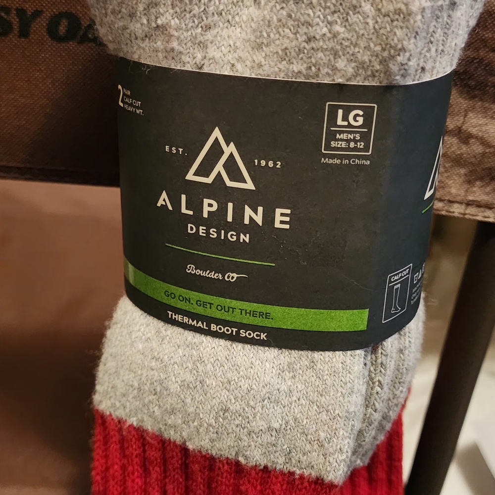 Alpine Design Boulder Thermal Boot Socks - Gray and Red